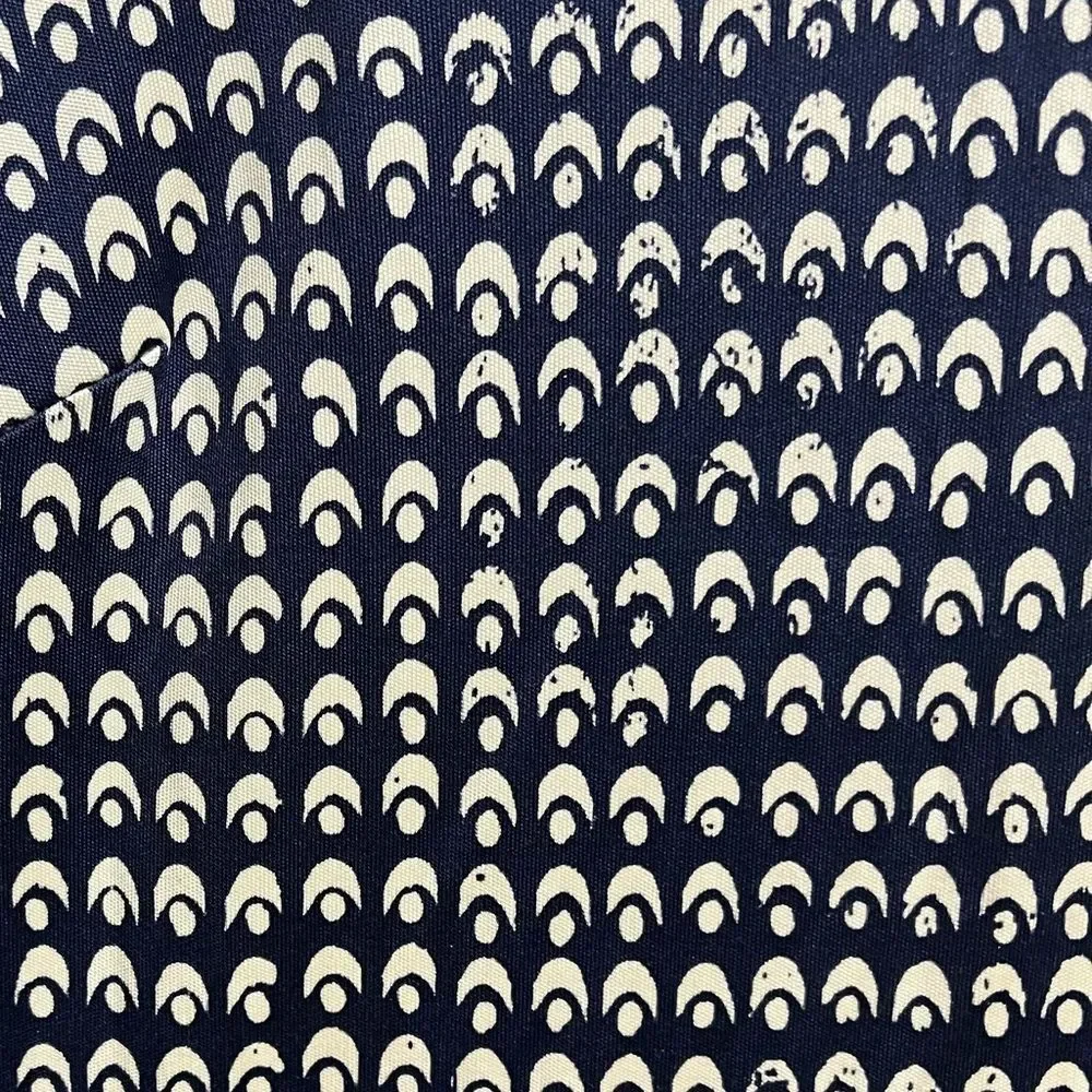 Tory Burch 100% Silk Navy Blue and White Geometric Pattern Shift Dress SZ S